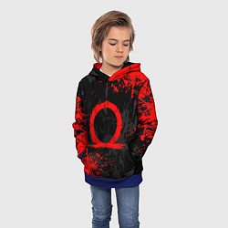 Толстовка-худи детская GOD OF WAR LOGO RED, БРЫЗГИ КРАСОК, цвет: 3D-синий — фото 2