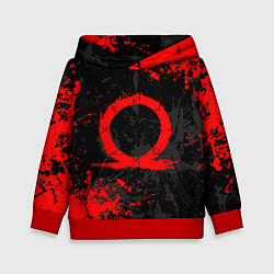 Толстовка-худи детская GOD OF WAR LOGO RED, БРЫЗГИ КРАСОК, цвет: 3D-красный