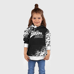 Толстовка-худи детская JOJOS BIZARRE ADVENTURE БРЫЗГИ КРАСОК СИМВОЛЫ, цвет: 3D-белый — фото 2