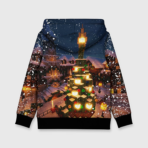 Детская толстовка НОВОГОДНЯЯ ЁЛКА В МАЙНКРАФТ SANTA CLAUS / 3D-Черный – фото 2