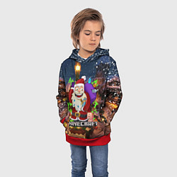 Толстовка-худи детская НОВОГОДНЯЯ ЁЛКА В МАЙНКРАФТ SANTA CLAUS, цвет: 3D-красный — фото 2