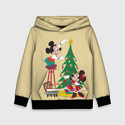 Толстовка-худи детская Happy New Year Mickey and Minnie, цвет: 3D-черный