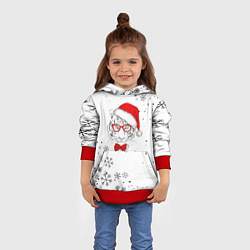 Толстовка-худи детская Новогодний тигр летящие снежинки, цвет: 3D-красный — фото 2