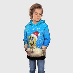 Толстовка-худи детская НОВОГОДНИЙ ГУБКА БОБ КВАДРАТНЫЕ ШТАНЫ, цвет: 3D-черный — фото 2
