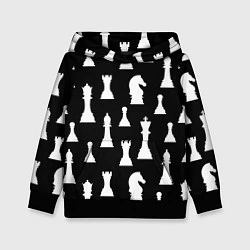 Толстовка-худи детская Белые шахматные фигуры, цвет: 3D-черный
