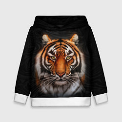 Толстовка-худи детская Реалистичный тигр Realistic Tiger, цвет: 3D-белый