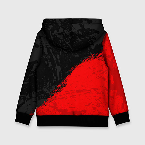 Детская толстовка DOTA 2 RED LOGO, БРЫЗГИ КРАСОК / 3D-Черный – фото 2
