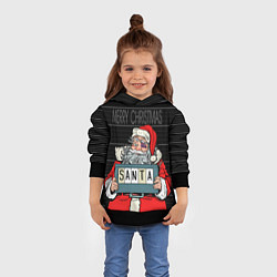 Толстовка-худи детская Merry Christmas: Санта с синяком, цвет: 3D-черный — фото 2