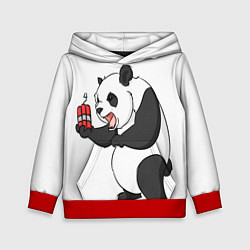 Толстовка-худи детская Взрывная панда, цвет: 3D-красный