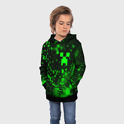 Толстовка-худи детская MINECRAFT - КРИПЕР - Частицы, цвет: 3D-черный — фото 2