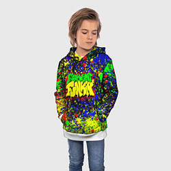 Толстовка-худи детская Friday Night Funkin Logo Acid Style, цвет: 3D-белый — фото 2