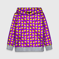 Детская толстовка Фиолетовый Фон с Желтыми Квадратами Иллюзия Движен