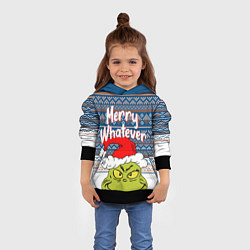 Толстовка-худи детская MERRY WHATEVER GRINCH, цвет: 3D-черный — фото 2