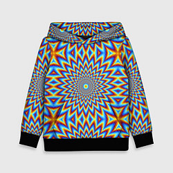 Толстовка-худи детская Пульсирующий синий цветок иллюзия движения, цвет: 3D-черный