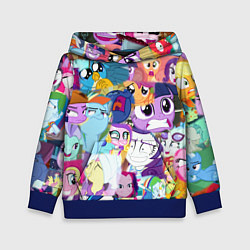 Толстовка-худи детская My Little Pony Персонажи, цвет: 3D-синий