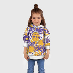 Толстовка-худи детская LAKERS ФИРМЕННЫЕ ЦВЕТА БРЫЗГИ КРАСОК LA, цвет: 3D-белый — фото 2