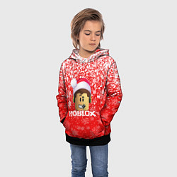 Толстовка-худи детская ROBLOX НОВОГОДНИЙ SMILE 2022, цвет: 3D-черный — фото 2