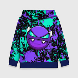 Толстовка-худи детская GEOMETRY DASH NEON DEMON LEVELS, НЕОНОВЫЕ БРЫЗГИ К, цвет: 3D-синий