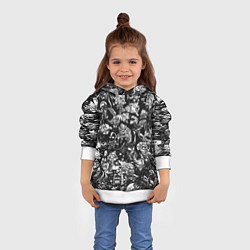 Толстовка-худи детская DOTA 2 ВСЕ ПЕРСОНАЖИ ЧЁРНО БЕЛЫЙ, цвет: 3D-белый — фото 2