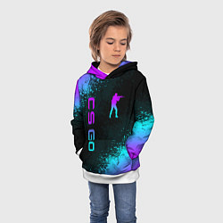 Толстовка-худи детская CS GO NEON SYMBOL STYLE SKIN КС ГО НЕОН, цвет: 3D-белый — фото 2