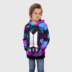 Толстовка-худи детская НЕОНОВЫЙ БТС NEON BTS, цвет: 3D-черный — фото 2