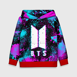 Толстовка-худи детская НЕОНОВЫЙ БТС NEON BTS, цвет: 3D-красный