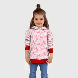 Толстовка-худи детская Розовые Единороги, цвет: 3D-красный — фото 2