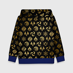 Толстовка-худи детская GOLDEN GENSHIN IMPACT PATTERN ЗОЛОТО ГЕНШИН ИМПАКТ, цвет: 3D-синий