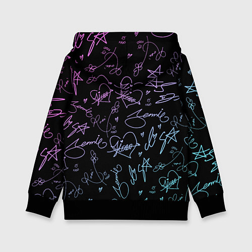 Детская толстовка NEON BLACKPINK АВТОГРАФЫ / 3D-Черный – фото 2