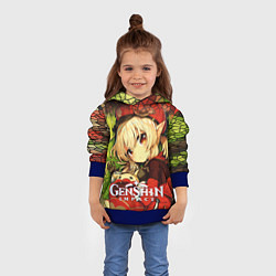 Толстовка-худи детская Кли - искорка из Genshin Impact, цвет: 3D-синий — фото 2