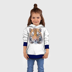 Толстовка-худи детская Тигр рыжий полосатый, цвет: 3D-синий — фото 2