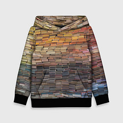 Толстовка-худи детская Книжные кирпичики знаний, цвет: 3D-черный