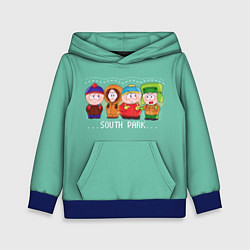 Толстовка-худи детская South Park - Южный парк Кенни, Кайл, Эрик и Стэн, цвет: 3D-синий