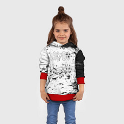 Толстовка-худи детская ACDC - Музыкальные ноты, цвет: 3D-красный — фото 2