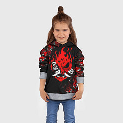 Толстовка-худи детская SAMURAI CYBERPUNK 2077 LOGO, цвет: 3D-меланж — фото 2