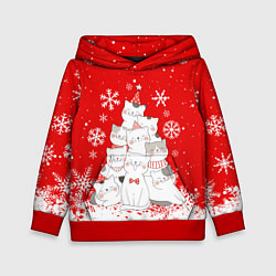 Толстовка-худи детская КОТОЁЛКА на новый год, цвет: 3D-красный