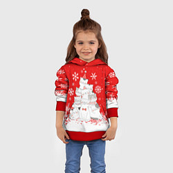 Толстовка-худи детская КОТОЁЛКА на новый год, цвет: 3D-красный — фото 2