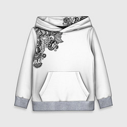 Толстовка-худи детская Черно Белые КруЖева, цвет: 3D-меланж