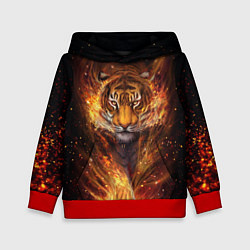Толстовка-худи детская Огненный тигр Сила огня, цвет: 3D-красный