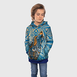Толстовка-худи детская Синий волк в графике, цвет: 3D-синий — фото 2