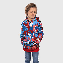 Толстовка-худи детская Красно-синий камуфляж, цвет: 3D-красный — фото 2