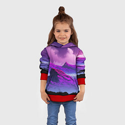 Толстовка-худи детская Горы Закат Аниме, цвет: 3D-красный — фото 2