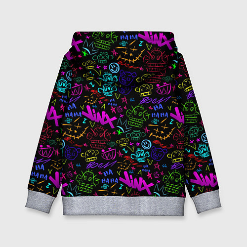 Детская толстовка League Of Legends - Arcane неоновые логотипы / 3D-Меланж – фото 2