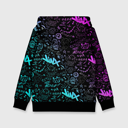 Детская толстовка League Of Legends - Arcane неон логотипы / 3D-Черный – фото 2