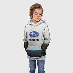 Толстовка-худи детская Subaru Неоновая полоса, цвет: 3D-меланж — фото 2