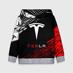 Толстовка-худи детская Tesla - Logo Pattern, цвет: 3D-меланж