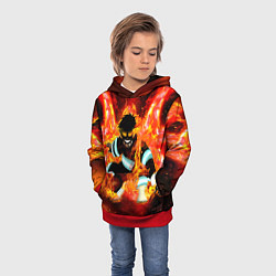 Толстовка-худи детская Пламенная Бригада Пожарных Shinra Kusakabe, цвет: 3D-красный — фото 2
