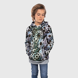 Толстовка-худи детская Стимпанк шестеренки Steampunk, цвет: 3D-меланж — фото 2