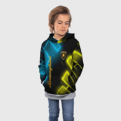 Толстовка-худи детская Lamborghini - Неоновые фигуры, цвет: 3D-меланж — фото 2