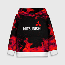 Толстовка-худи детская Mitsubishi пламя огня, цвет: 3D-белый